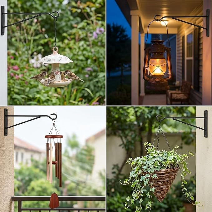 8" Hanging Plant Hooks, Rust-Proof Metal Wall Brackets - Image 3