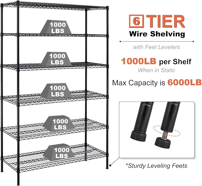 Meet perfect 6-Tier Wire Shelving Unit - Image 4