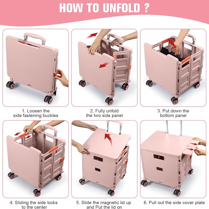 FELICON SELORSS Folding Utility Cart Portable Rolling Crate Handcart - Image 5
