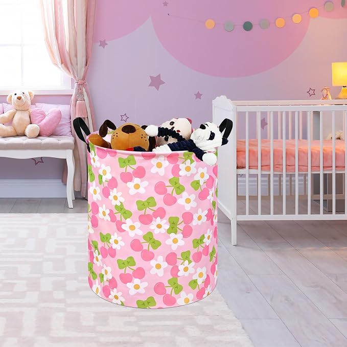 KUNRO Round Laundry Gift Basket Storage Hamper Clothes Storage Basket Organizer - Image 7
