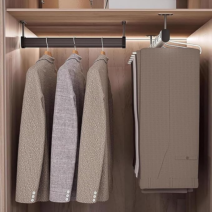 Top Mounted Closet Hanging Rod, Metal Wardrobe Pole - Image 6