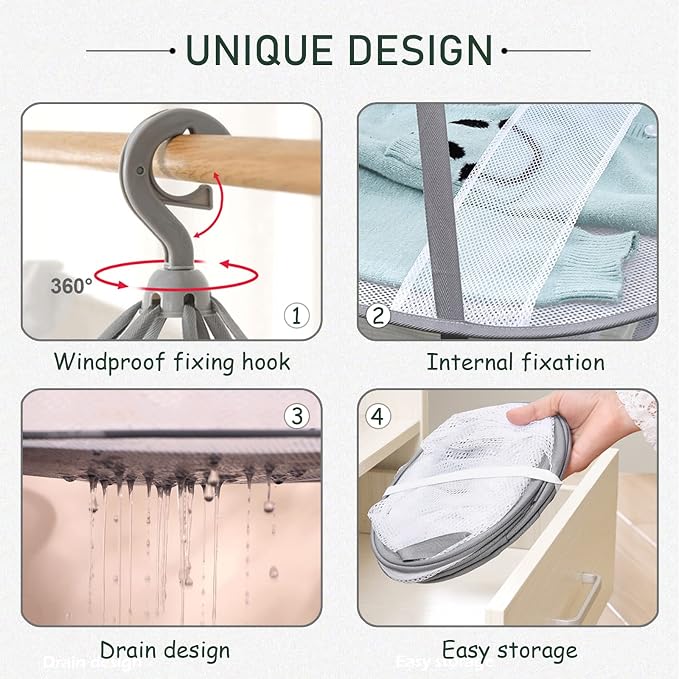 3 Tier Folding Mesh Clothes Drying Rack, Stackable Sweater Drying Rack - Image 3