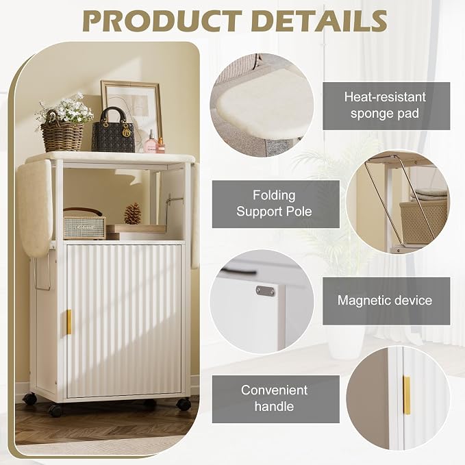 PAKASEPT Ironing Board with Storage Cabinet, Folding Ironing Board with - Image 4