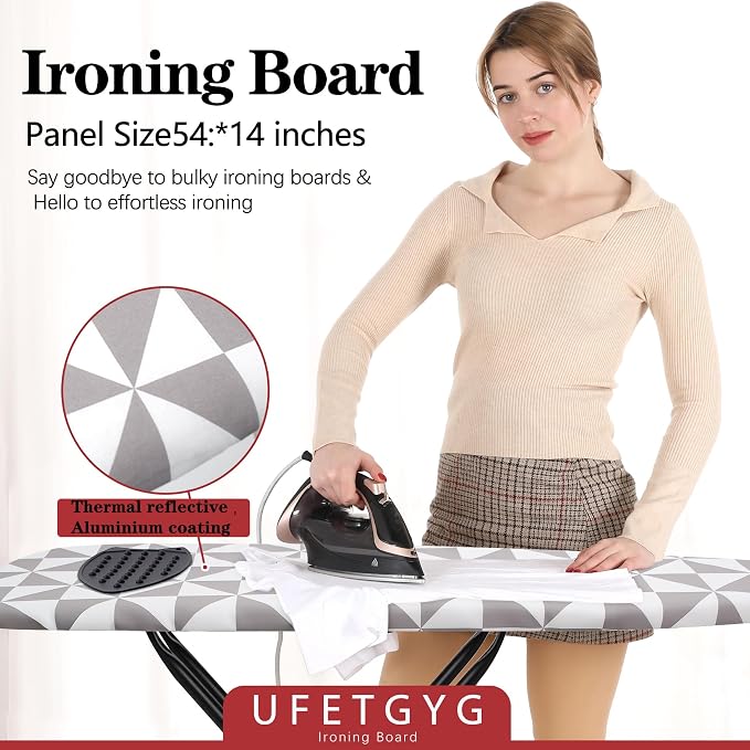 Ironing Board with Silicone Iron Rest pad, Extra Thick Cover, 14x54 Compact and - Image 6