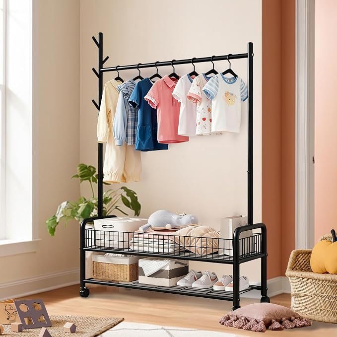 Clothes Rack with Storage Shelves, Heavy - Image 7