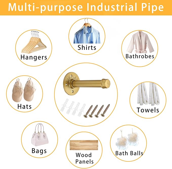Sumnacon 2 Pcs 5.9 Inch Industrial Pipe Clothes Bar - Image 6