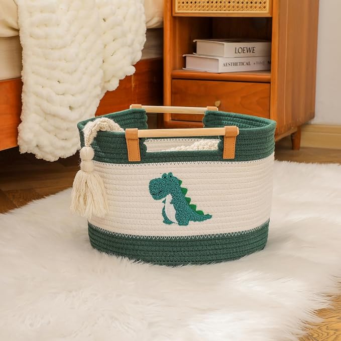 Large Blanket Basket 35L Cotton Rope Basket - Image 3
