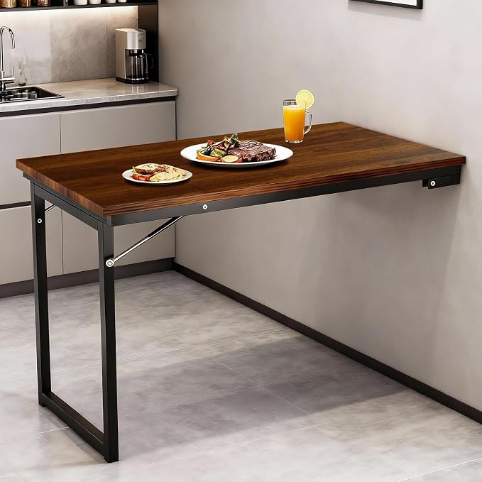 Wall Mounted Folding Table, Wood Dropdown Table - Image 4
