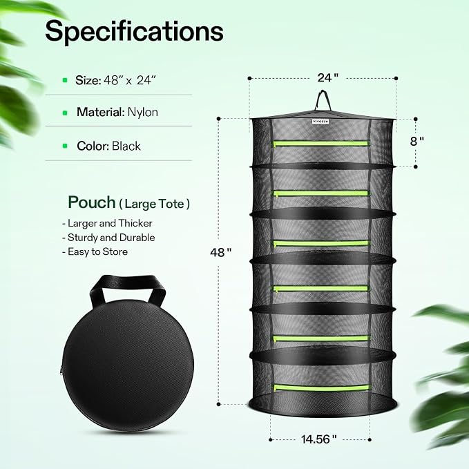 VIVOSUN 6-Layer Mesh Drying Rack Hanging Design - Image 2