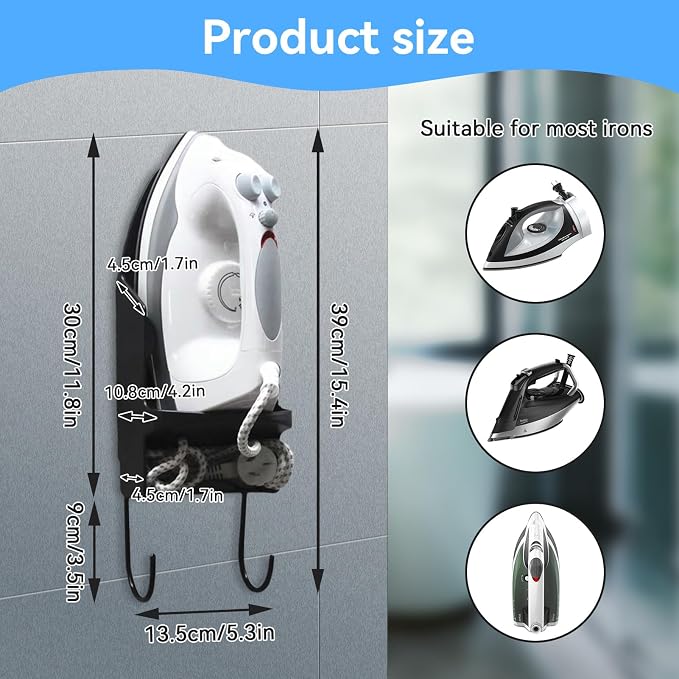 Ironing Board Hanger Wall Mount, Electric Iron and Iron Board Holder Storage - Image 2