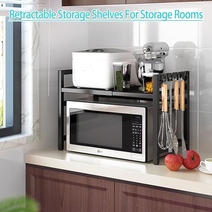 Kitchen Countertop Shelf Organizer, Expandable Microwave Shelf Stand - Image 7