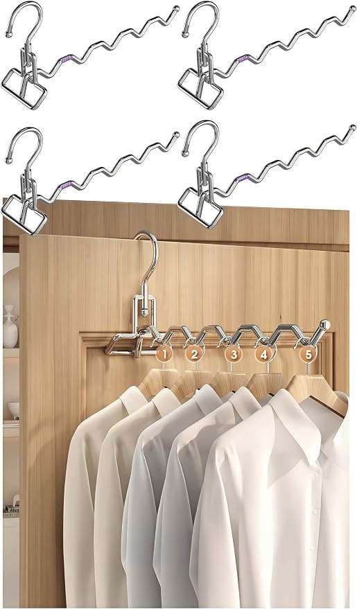 4-Pack Folding Mounted Clothes Rack, Stainless Steel Clothes Hooks Holder Space by Ponulk
