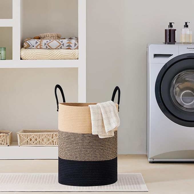 VIPOSCO Large Laundry Hamper, Tall Woven Rope Storage Basket - Image 7