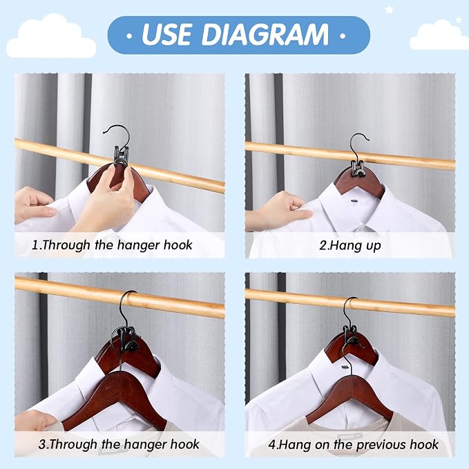 Unittype 200 Pcs Space Saving Hanger Hooks, Clothes Hanger Connector Hooks - Image 3