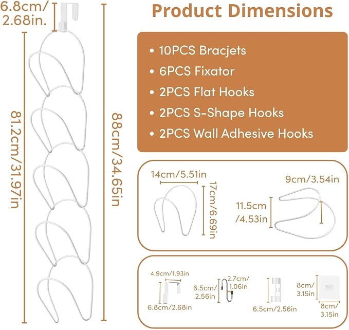 LINFIDITE 10 Pack Hat Rack Hanger Holder Organizer Closet Hanging Baseball Cap - Image 9