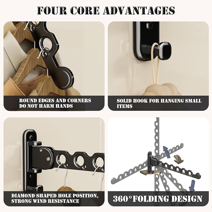 Wall Mounted Clothes Hanger Rack Folding Wall Mounted Clothes Hanger - Image 6