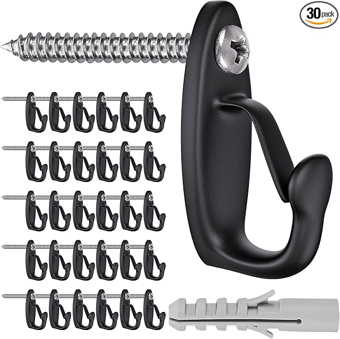 SELEWARE 30PCS Screw-in Hooks for Hanging Outdoor String Lights, Windproof by SELEWARE
