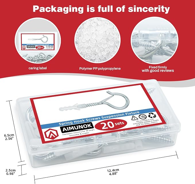 20 Sets Q-Hanger Hooks with Safety Buckle, Windproof Screw -in Hooks - Image 7