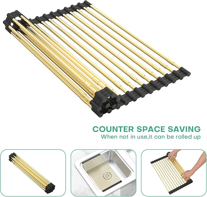 Expandable Large Draining Rack, Roll Up Heat-Resistant Dish Drainer - Image 4
