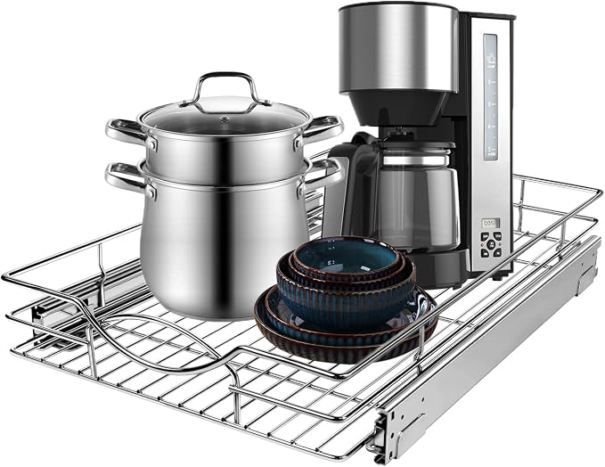 Pull Out Cabinet Organizer 23" W x 21" D, Heavy Duty Kitchen Cabinet Pull Out by SikarouStorageSpecialist