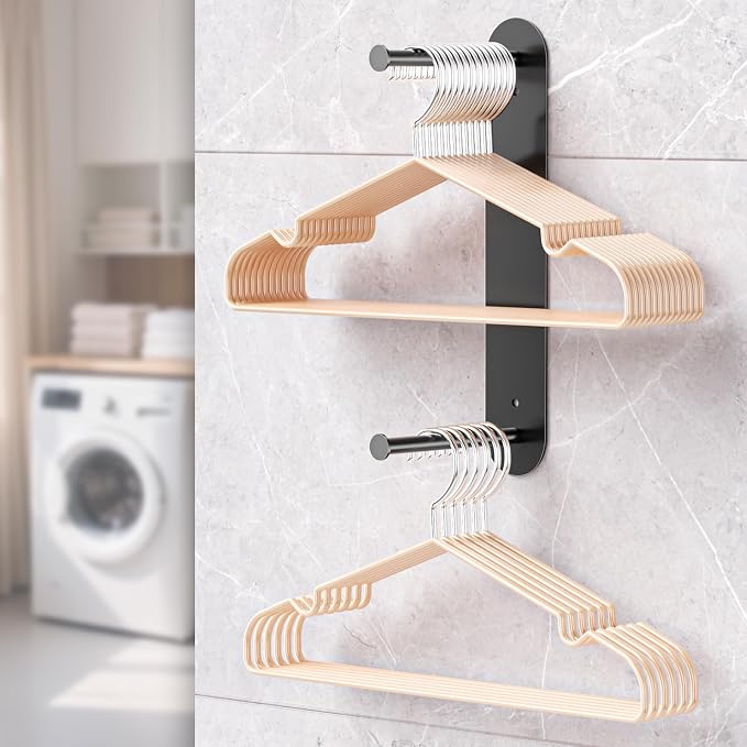 Hanger Holder for Laundry Room, Wall Mounted Clothes Hanger Organizer Stacker - Image 4
