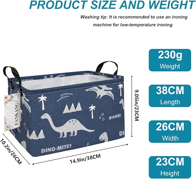 FANKANG Storage Bins, Nursery Hamper Canvas Laundry Basket Foldable - Image 2