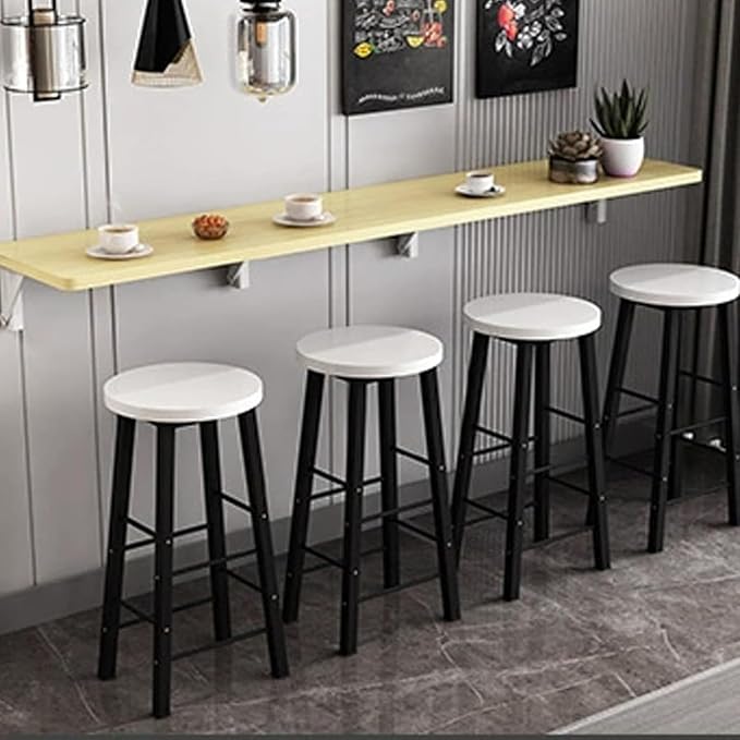Wall Mounted Folding bar Table, Wooden Wall Dining Table, Narrow Long Floating by Unknown