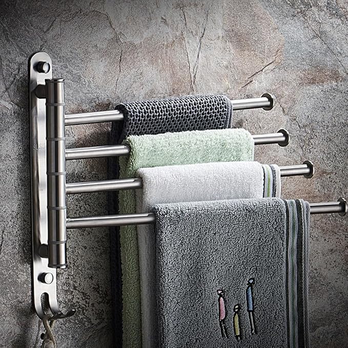 Swing Out Towel Bar Brushed Nickel, Stainless Steel Swivel Towel Rack Bar Rails - Image 2