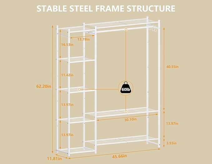 Wardrobe Closet, Portable Clothes Rack - Image 3