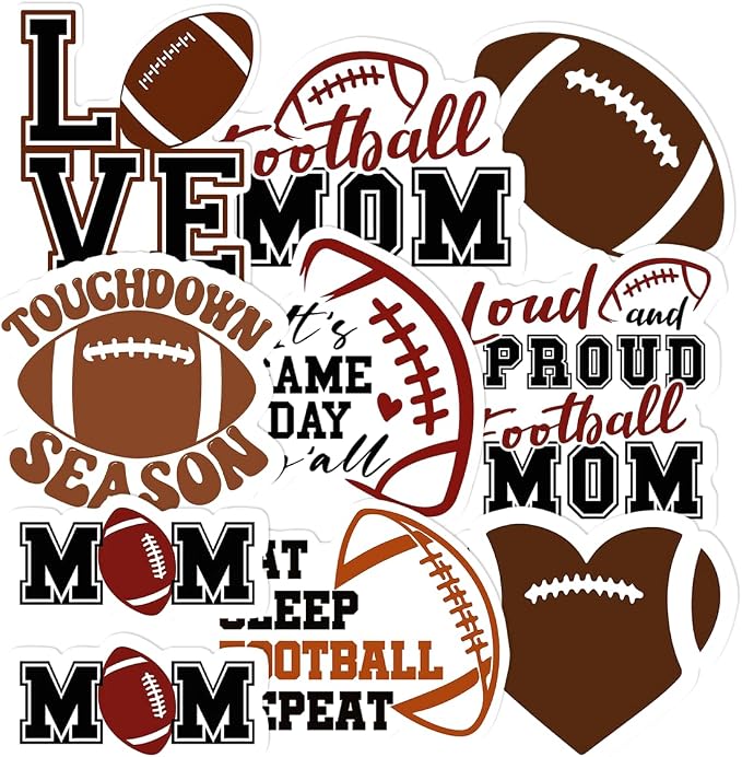 Football Mom Themed Stickers Pack 18Pcs Vinyl Decals by rabowa