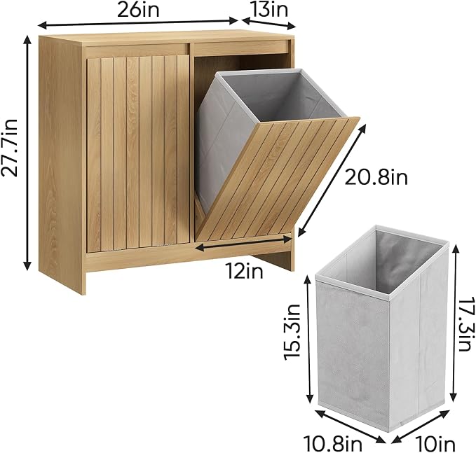 Smuxee Double Tilt Out Laundry Hamper Cabinet, Hidden Laundry Cabinet - Image 2