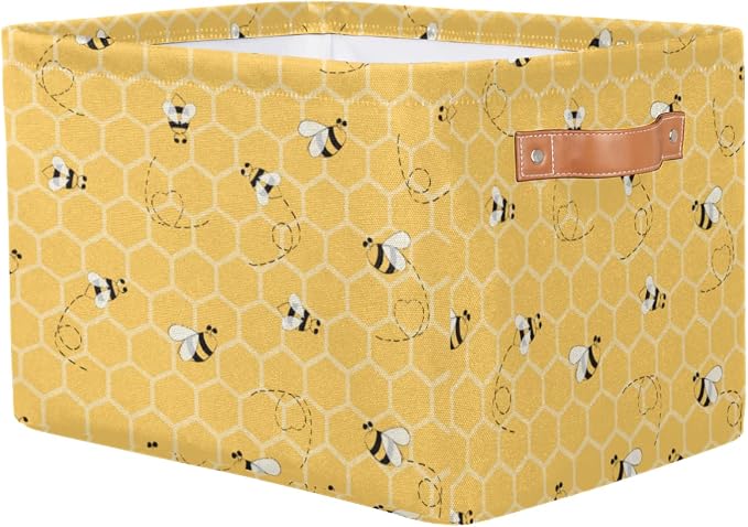 Honeycomb Bee Storage Basket Collapsible Storage Bin Large Fabric Storage Boxes - Image 2