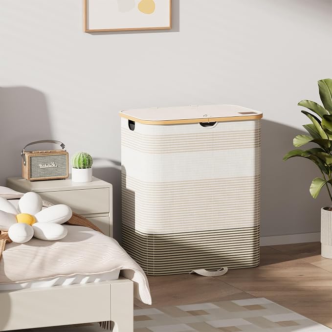 Double Laundry Hamper with Lid and Removable Bags, 150L Large Collapsible 2 - Image 4