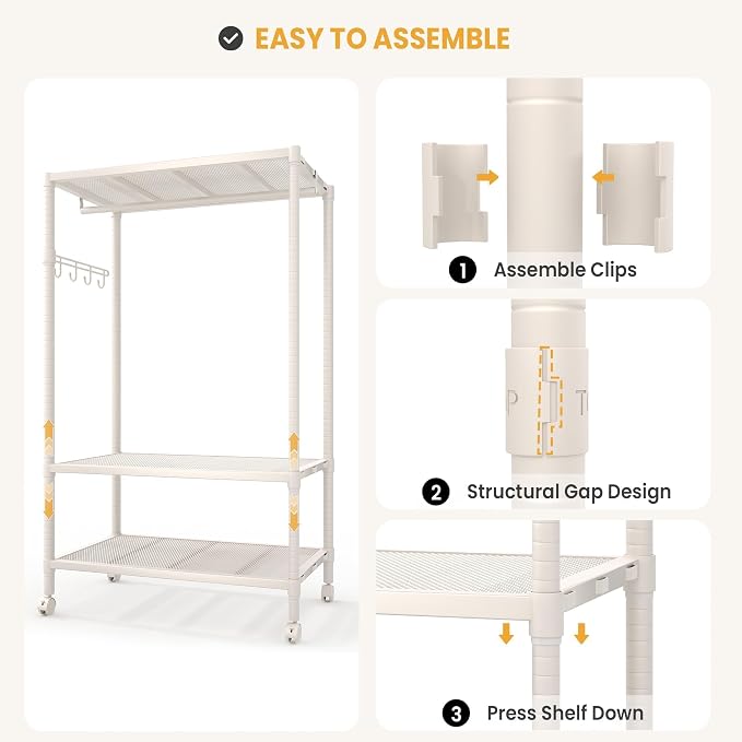 Rolling Garment Rack 70"H Metal Clothes Rack - Image 6