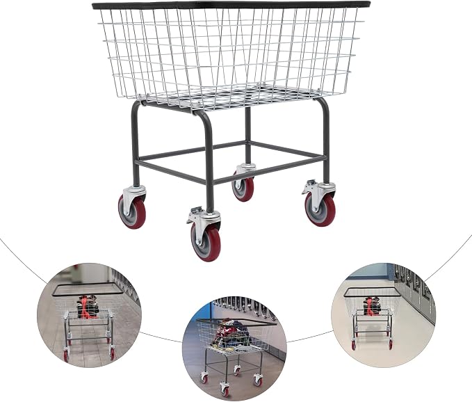Steel Wire Laundry Cart Rolling Laundry Basket - Image 8