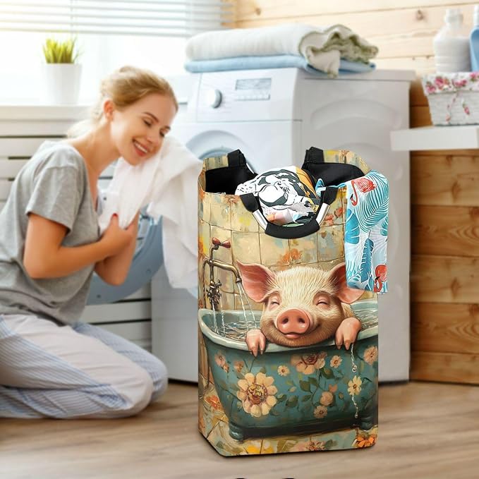 Sweet Pet Pig Retro Bathtub laundry baskets, collapsable and waterproof laundry - Image 6