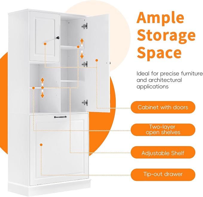 68" Tall Bathroom Storage Cabinet - Image 7
