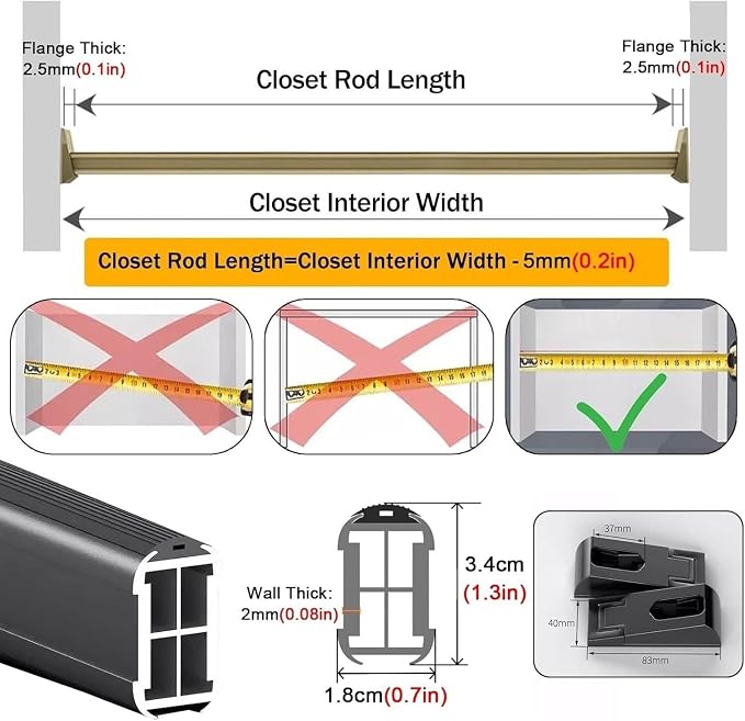 Closet Rod, Clothing Rack, Metal Closet Bar - Image 2