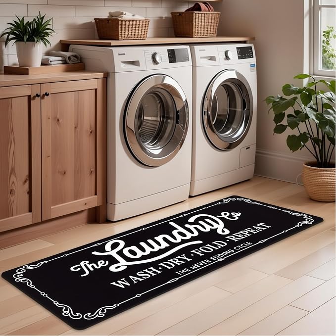 Pauwer Laundry Room Rug Runner 20"x60" Waterproof Rubber Laundry Mat Non Slip - Image 7