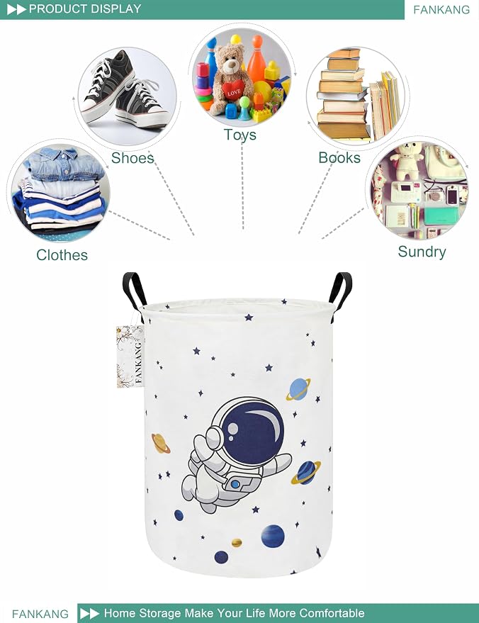 FANKANG Storage Basket, Nursery Hamper Canvas Laundry Basket Foldable - Image 3