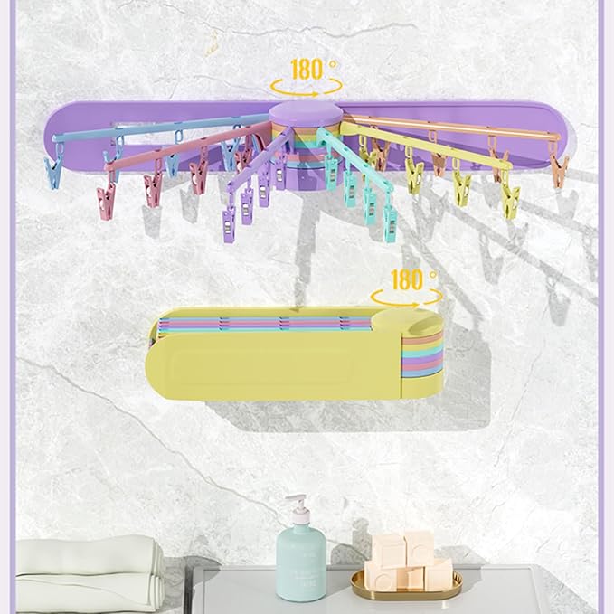 Wall Mounted Clothes Hanger Rack Socks Gloves Towels Drying Rack Space-Saver - Image 5