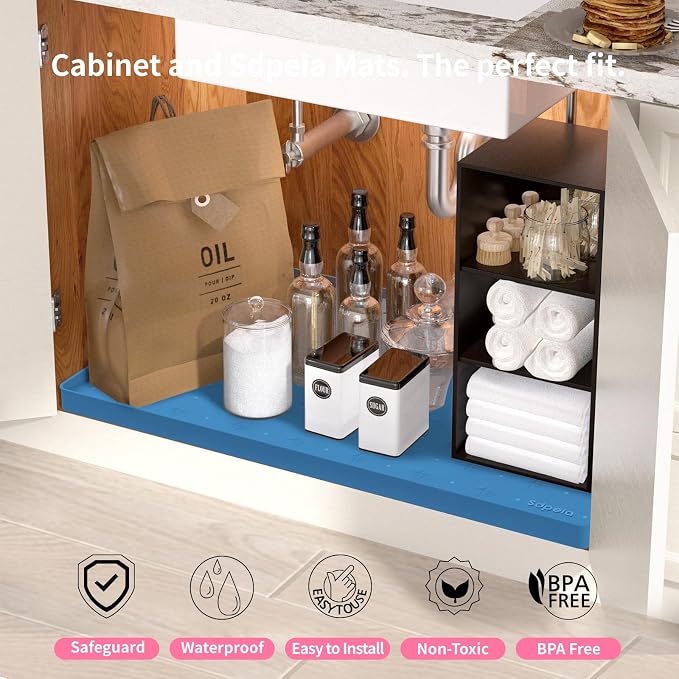 Sdpeia Under Sink Mat 34"×22" Waterproof Silicone Cabinet Liner & Sink Protector - Image 4