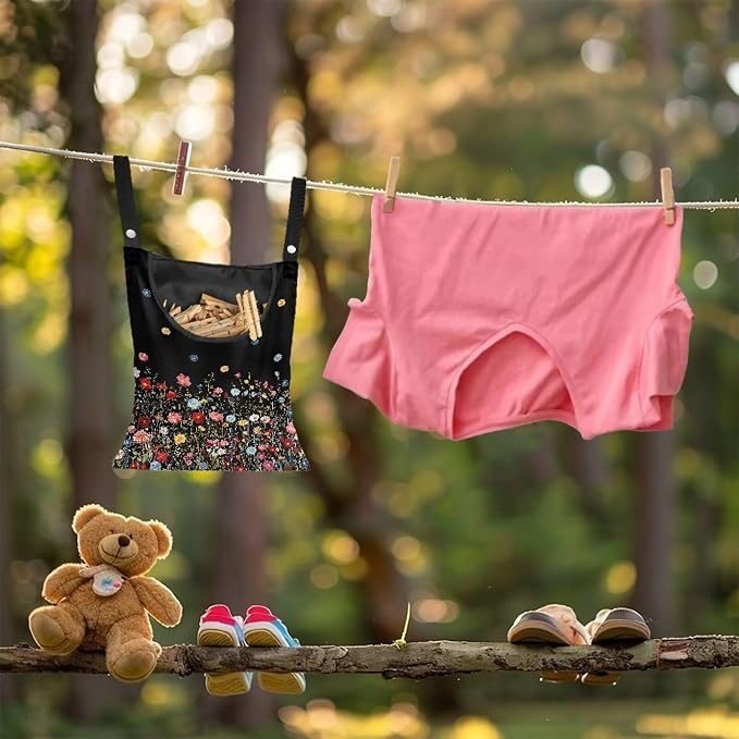 Flower Print Clothespin Bag Laundry Hanging Storage Organizer Clothes Pin - Image 4