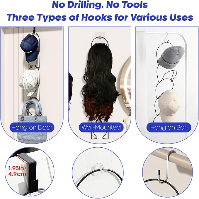 LINFIDITE 15 PCS Baseball Hat Rack Hanger Holder Organizer Flexible Multi Hook - Image 4