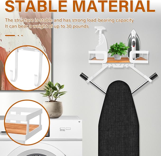 Ironing Board Holder Wall Mount, T and V Shape Ironing Board Hanger Multi Use - Image 5