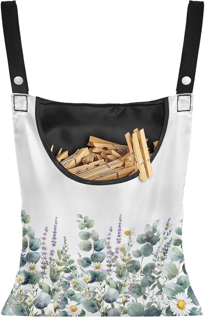 Green Leaves Clothespin Bag Space-Saving Laundry Clothes Pin Bag Super by Vanideaoty