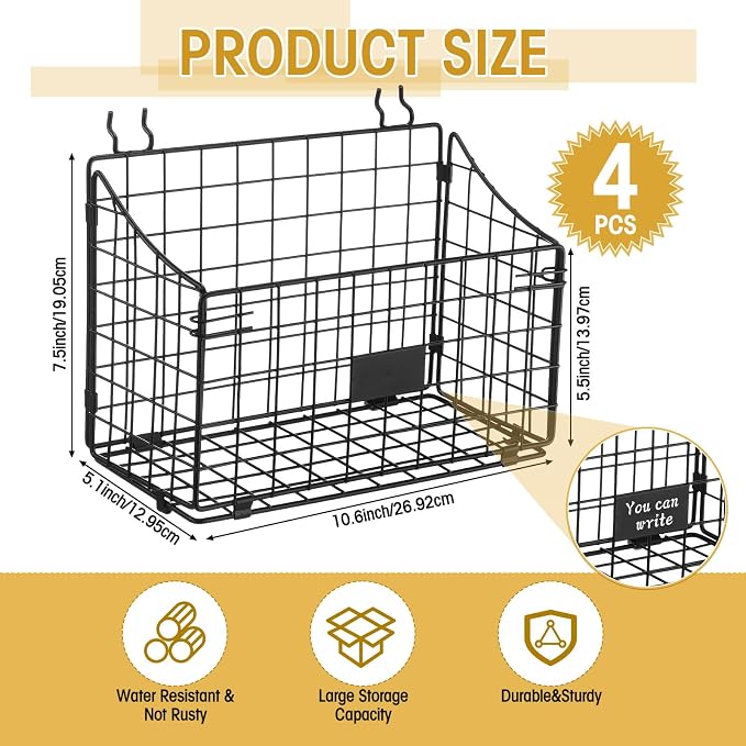 4 Pcs Peg Board Bins and Baskets Peg Board Organizer Pegboard Accessories - Image 2