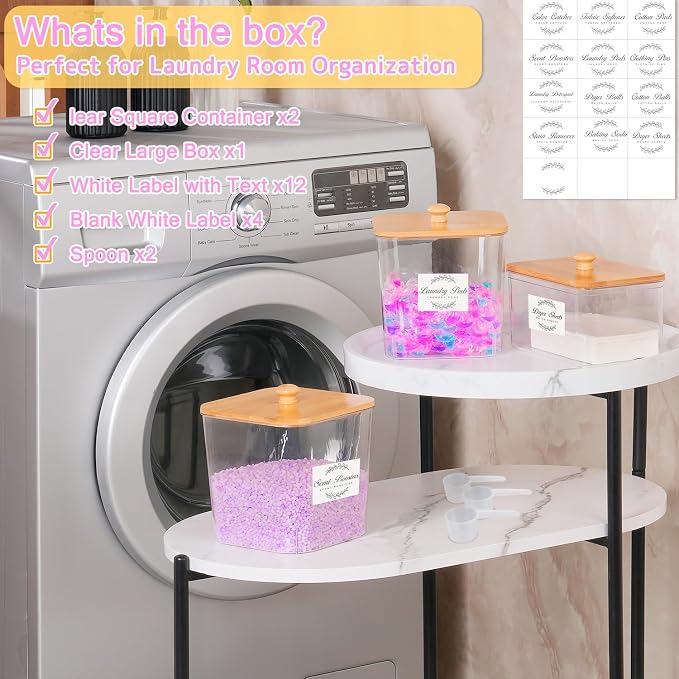 efluky 3 Pack Laundry Pods Container & Dryer Sheet Holder Set, Detergent Pods - Image 3