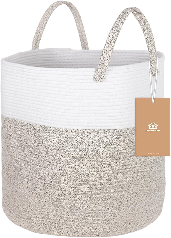 ShellKingdom Laundry Basket, Large Natural Rope Woven Storage Basket by ShellKingdom