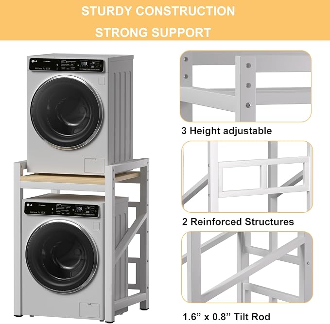 Washer Dryer Stacking Rack Kit 29.5in, Over the Washer and Dryer Storage Shelf - Image 3